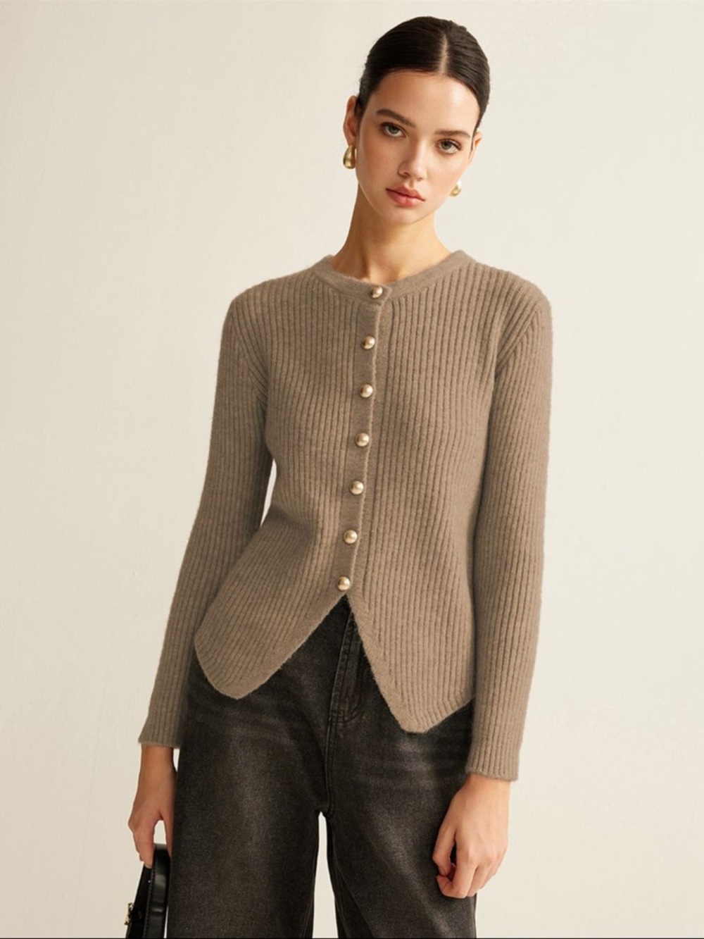 Commense button down split cardigan